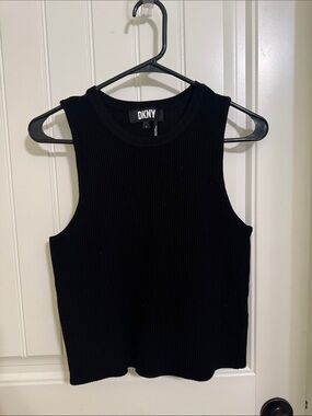 DKNY Black Ribbed Sleeveless Knit Top